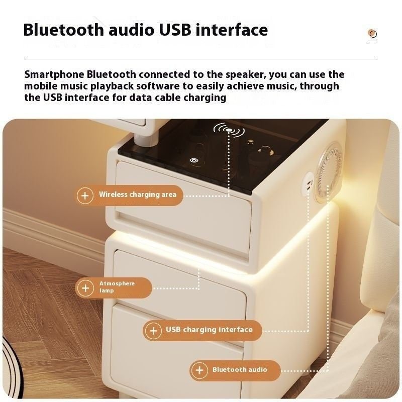 Modern Simple Premium Bedroom Small Solid Wood Type Cream Wind Dressing Table with Smart Cabinet