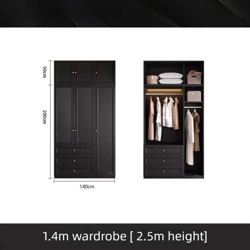 Solid wood Vintage French black For the bedroom american style large wardrobe