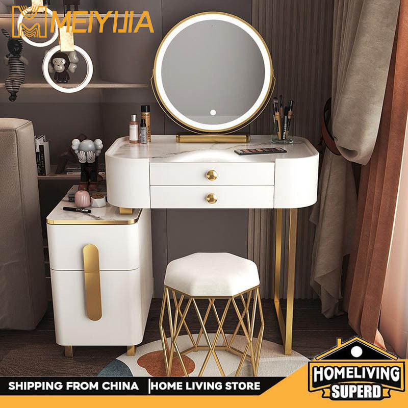 Modern Simple Dressing Table Bedside Storage Cabinet Bedroom Makeup Multifunctional Mirror Chair