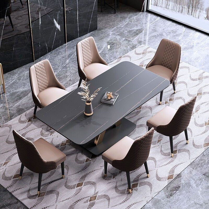 Marble dining minimalist style, luxurious modern square table, Italian design, compact size for condos.