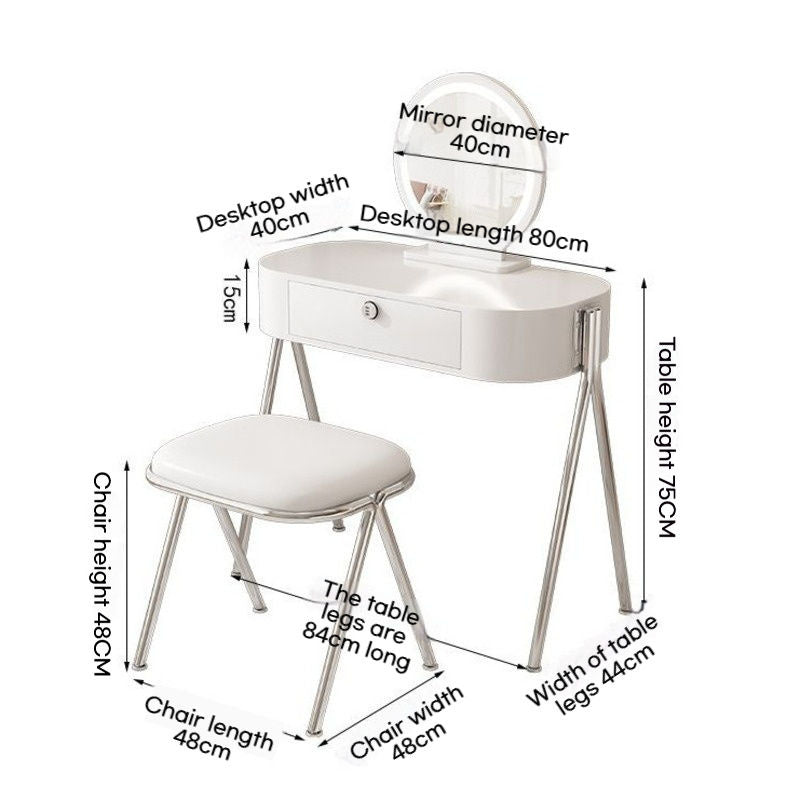 Nordic Light Luxury Simple Small Home Drawer Mirror Dressing Table Solid Wood One Makeup Storage