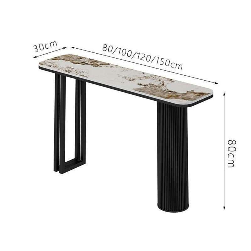 Bar living room divider stone table, metal strip, entrance, Italian style, light luxury square console table.