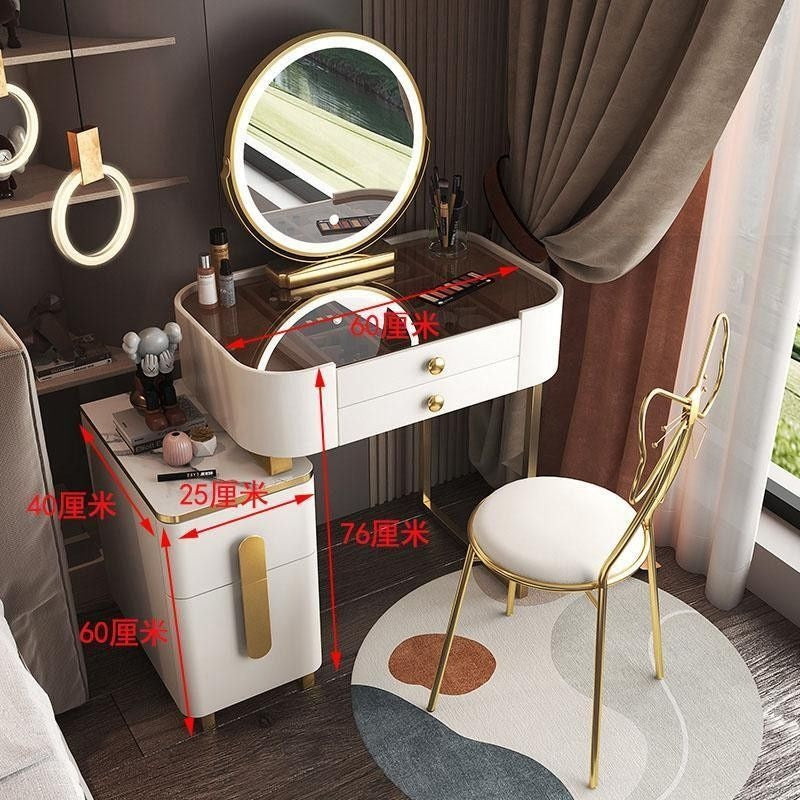 Modern Simple Dressing Table Bedside Storage Cabinet Bedroom Makeup Multifunctional Mirror Chair