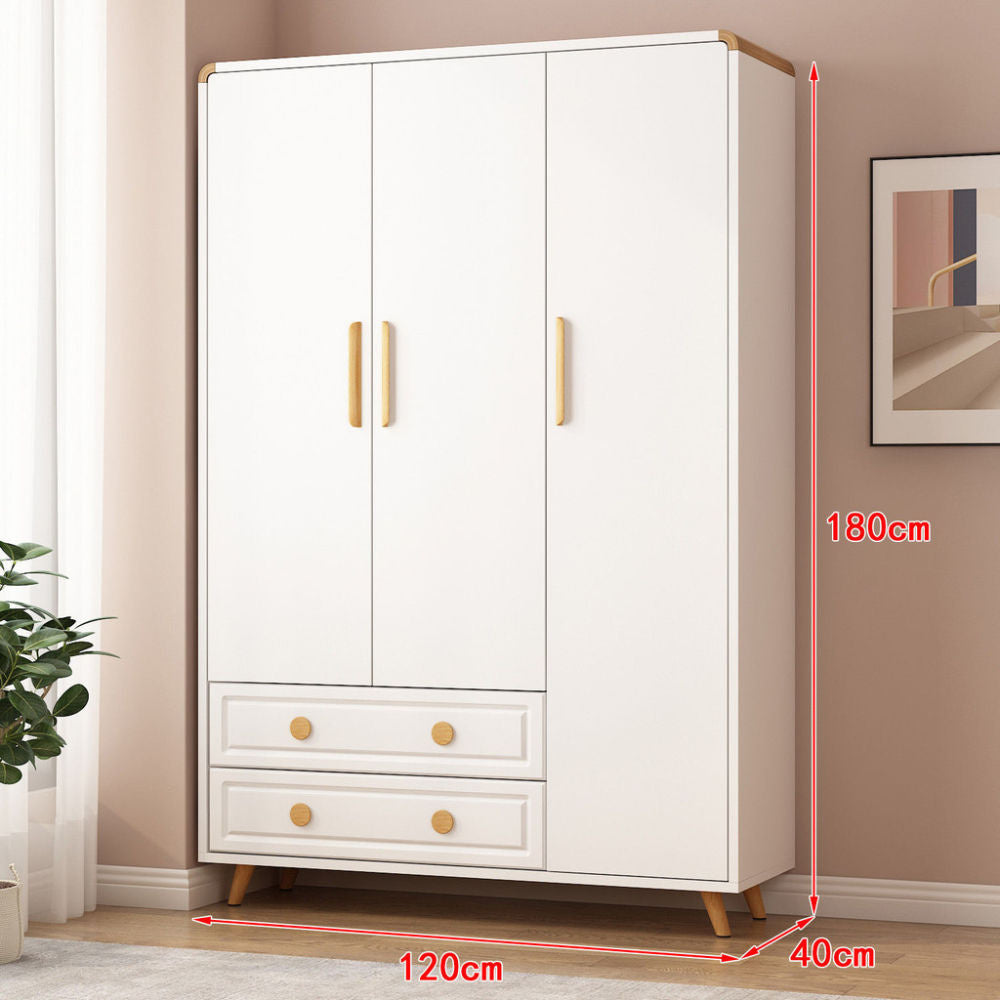 Solid Wood Bedroom Double Open Door Storage Cabinet Simple Wardrobe Multiple Sizes