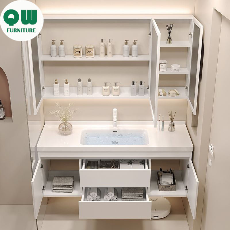ห้องน้ำสไตล์ครีมห้องน้ำตู้กระจกสมาร์ทชุดห้องน้ำห้องน้ำ 