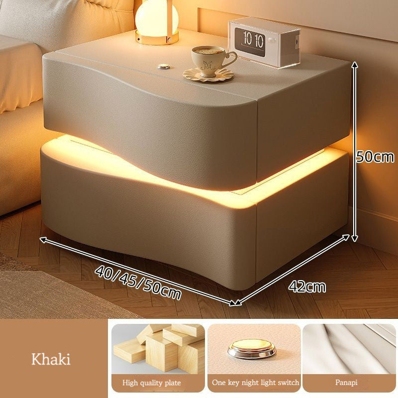 Modern and simple bedside table plus three shelves with multi-purpose light, wind cream.