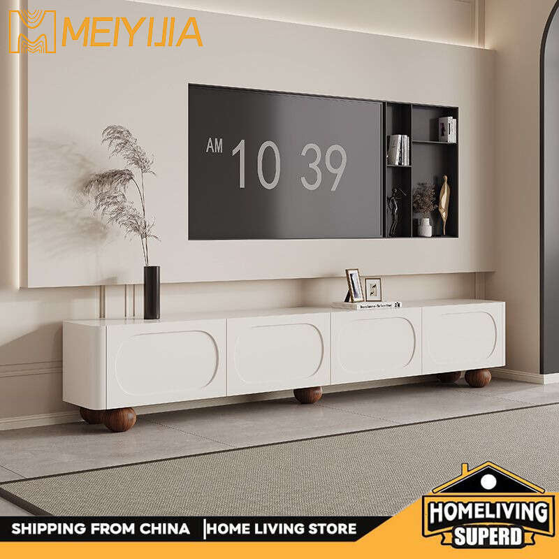 Cream Style Solid Wood Cabinet Simple modern coffee table Floor standing TV cabinet set