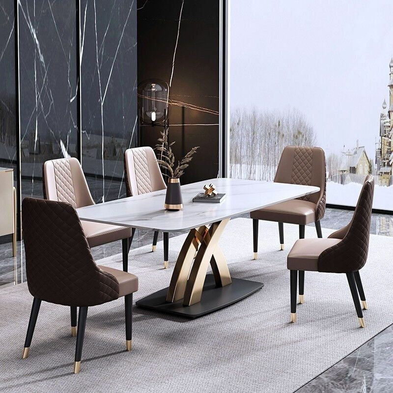 Marble dining minimalist style, luxurious modern square table, Italian design, compact size for condos.