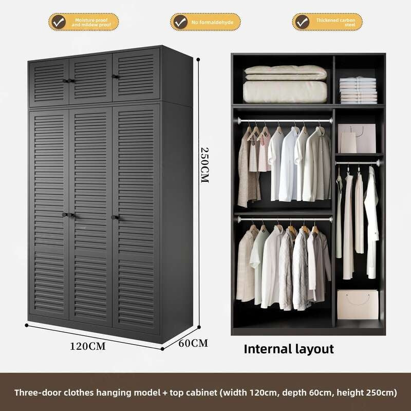 Metal Wardrobe for Bedroom Home Simple Combination Set Formaldehyde-free children's room simple hanging storage cabinet