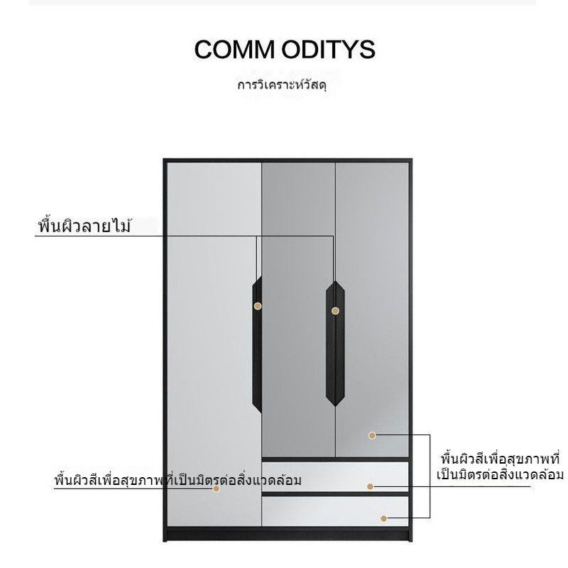 Nordic Modern Small Home Bedroom Cabinet 2 3 Doors Storage Wardrobe Simple Open Door