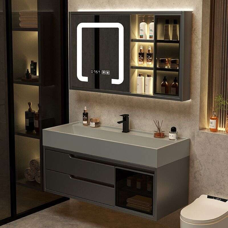 QW- Real Wood Storage Cabinet Smart Mirror in the Bathroom Sink Set
