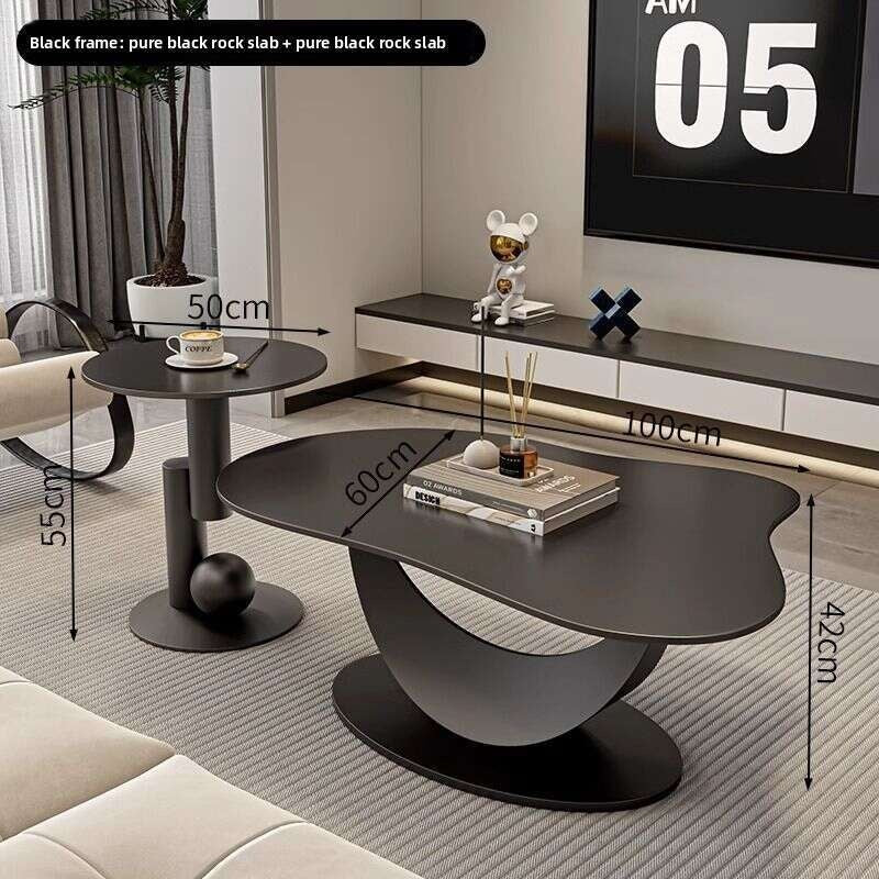 Slate coffee table, modern, simple, living room, home, irregular shape. New style tea table