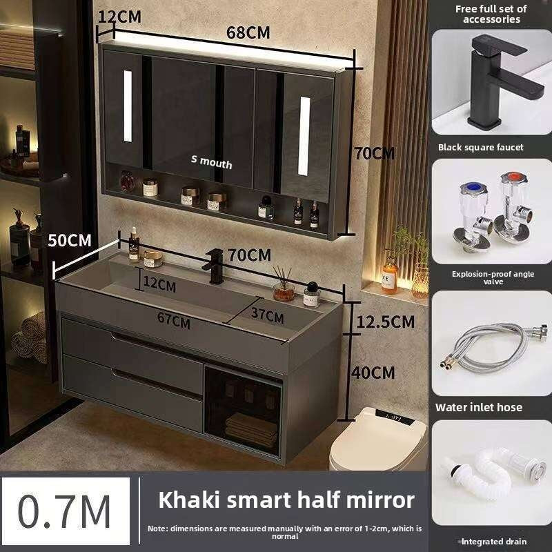 QW- Real Wood Storage Cabinet Smart Mirror in the Bathroom Sink Set