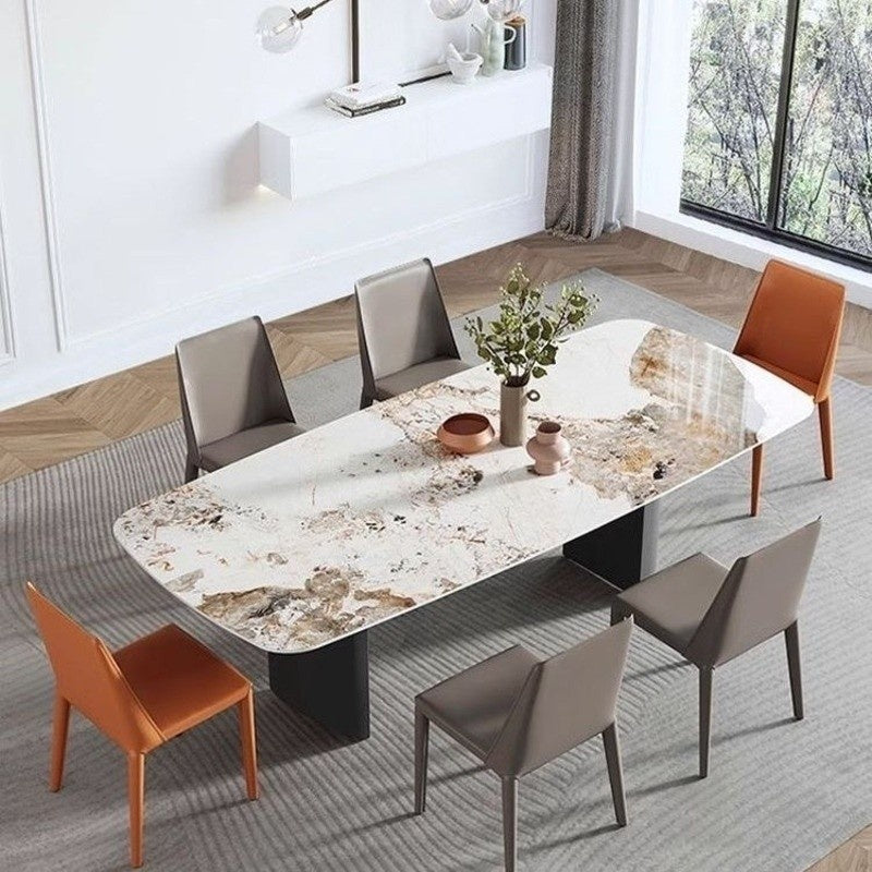 BKK Ready Stock Premium Italian Style Dining Table Square shape Elegant style stainless steel marble