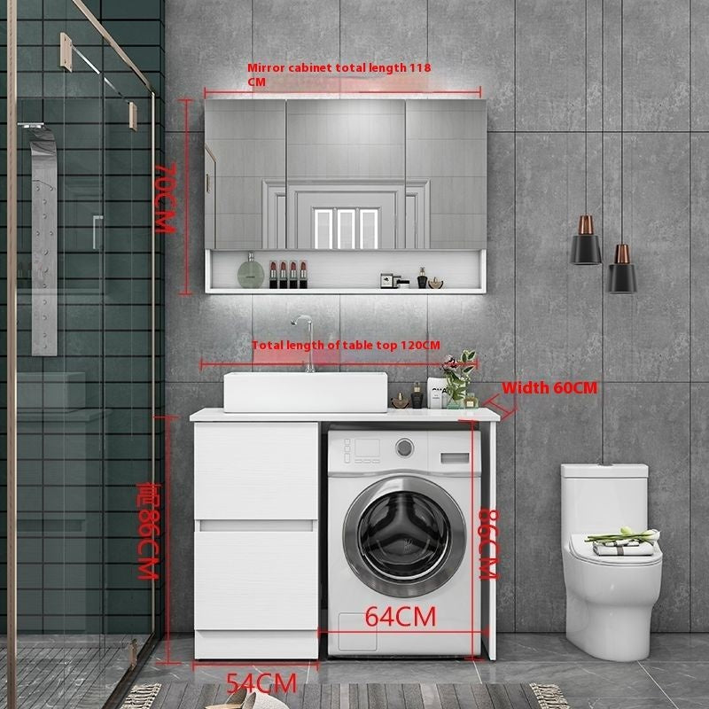 QW- Real Wood Storage Cabinet Bathroom Sink Set Washing Machine Table