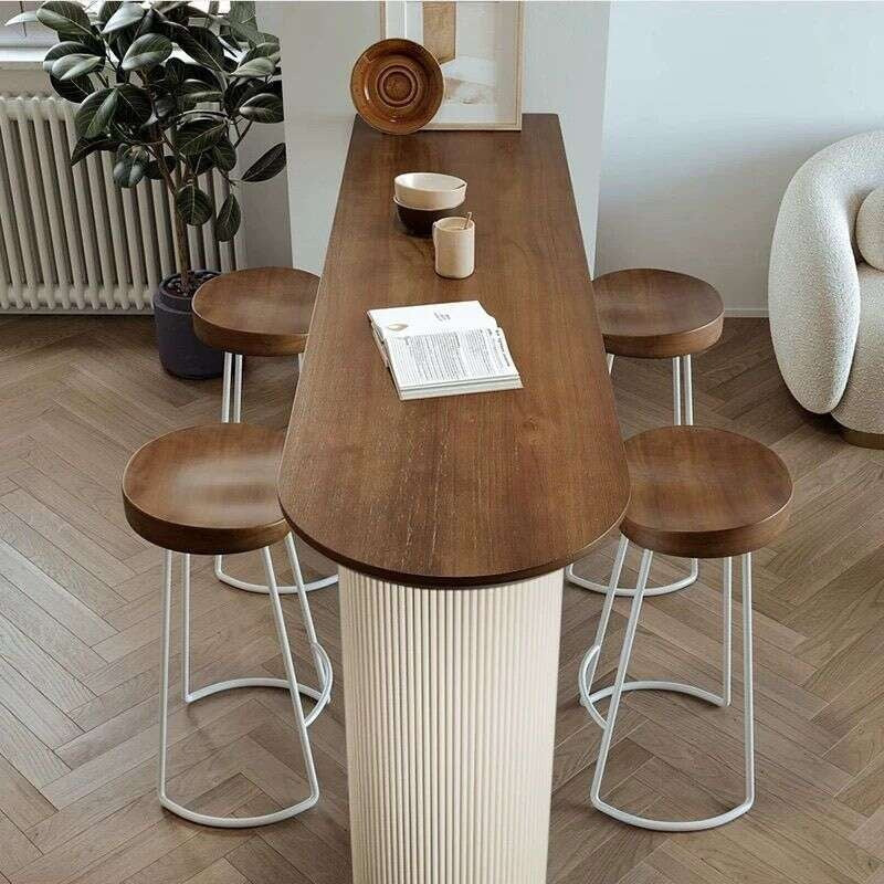 Floating Acrylic with Solid Minimalist Style Natural Wood Wall-mounted and Chairs Living Room Sofa Partition Creative High Bar Table