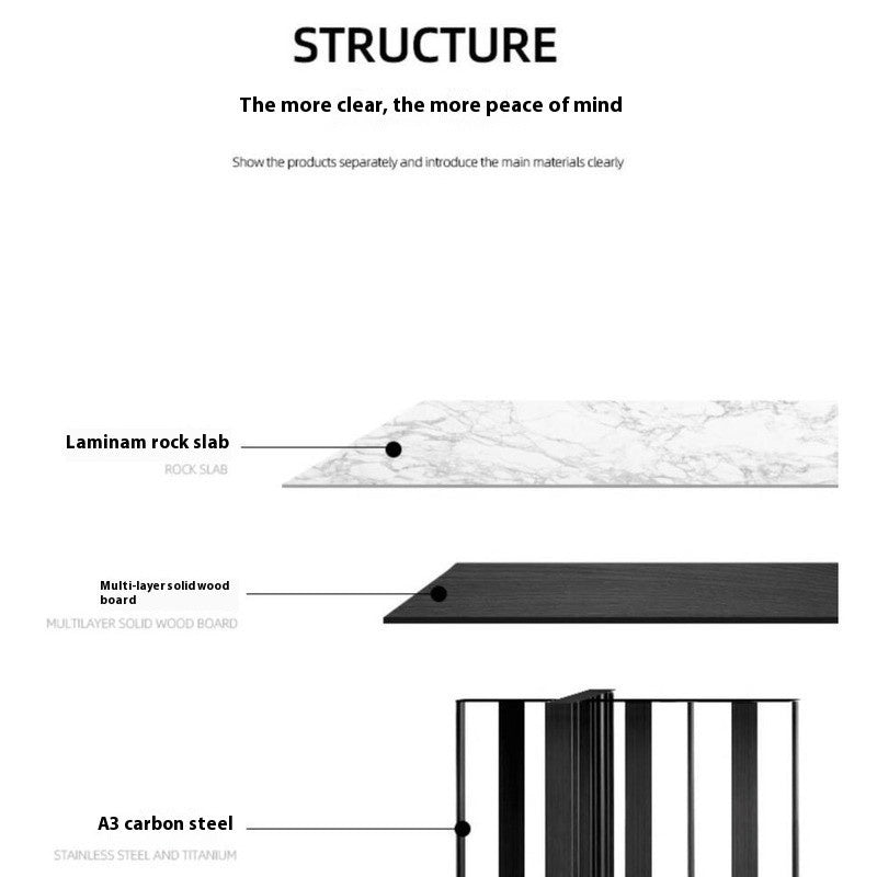 Premium dining table made of Italian laminate stone, specially designed for modern square style villas.