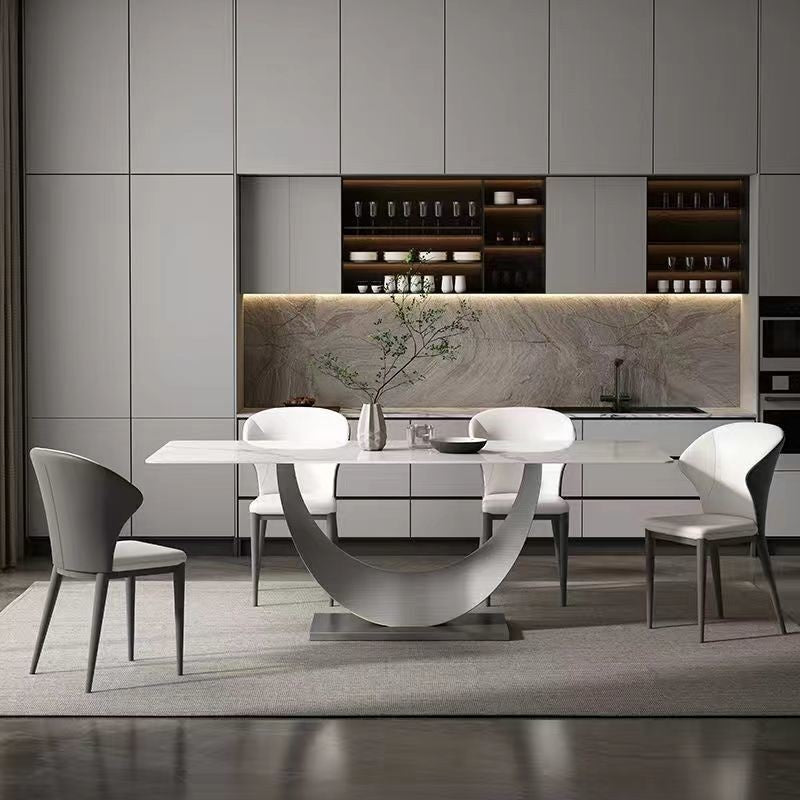 Modern Luxury Italian Moon Pattern Dining Table in Slate Gray
