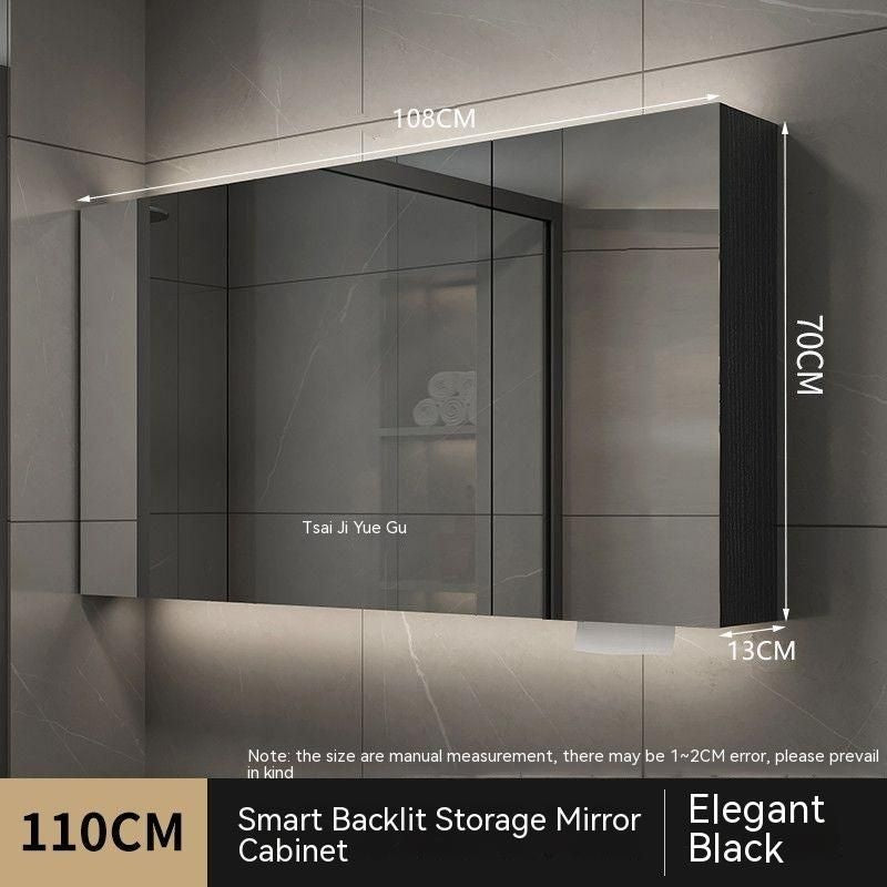 QW- Smart Solid Wood Wall Mounted Bathroom Mirror Storage Cabinet