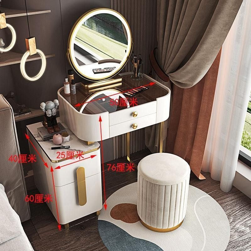 Modern Simple Dressing Table Bedside Storage Cabinet Bedroom Makeup Multifunctional Mirror Chair