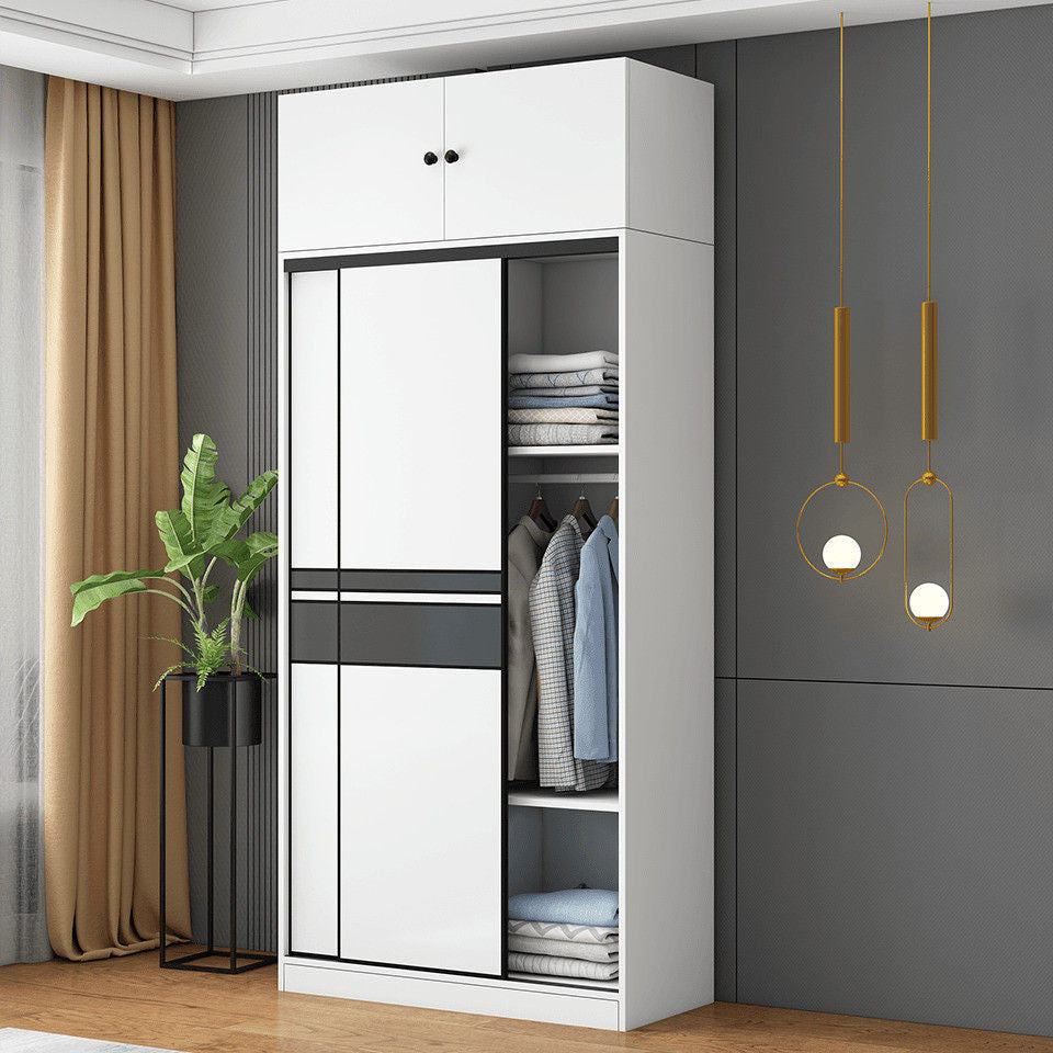 Solid wood home bedroom sliding door large wardrobe simple modern cabinet