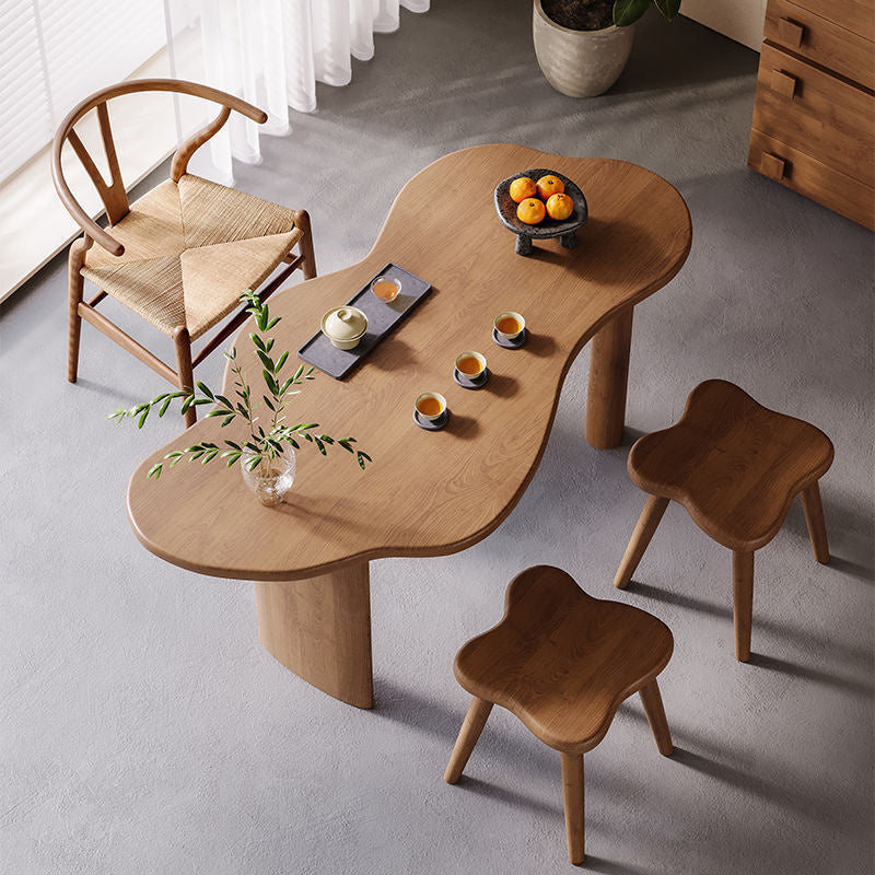 Special-shaped solid wood and chair combination, home living room, balcony, tea table, modern simple coffee table