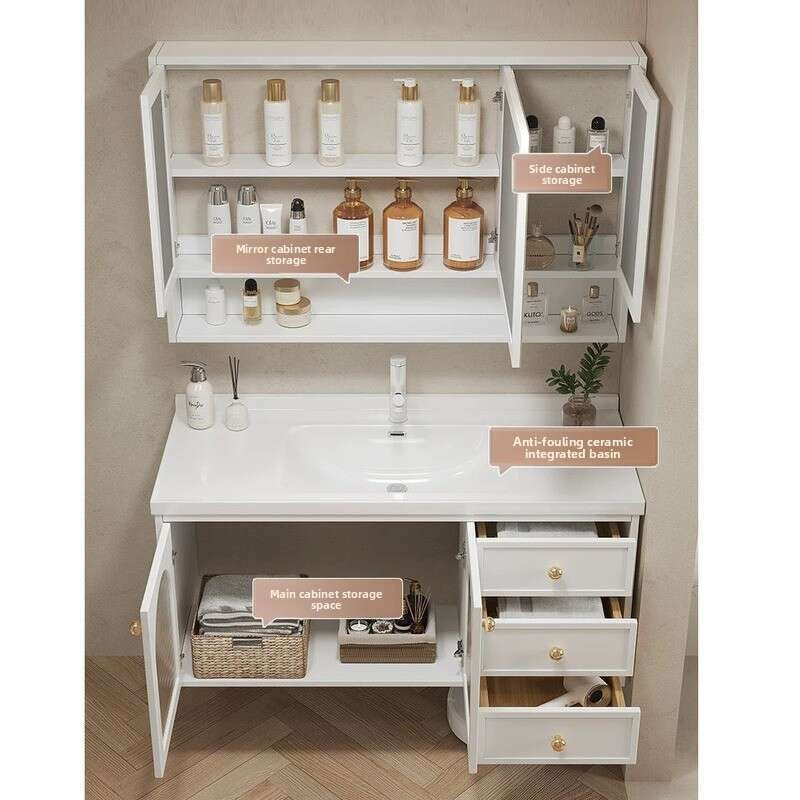 QW- Smart glass cabinet for bathroom storage, width 40 cm.