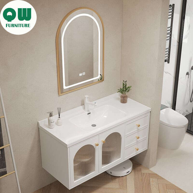 QW- Smart glass cabinet for bathroom storage, width 40 cm.