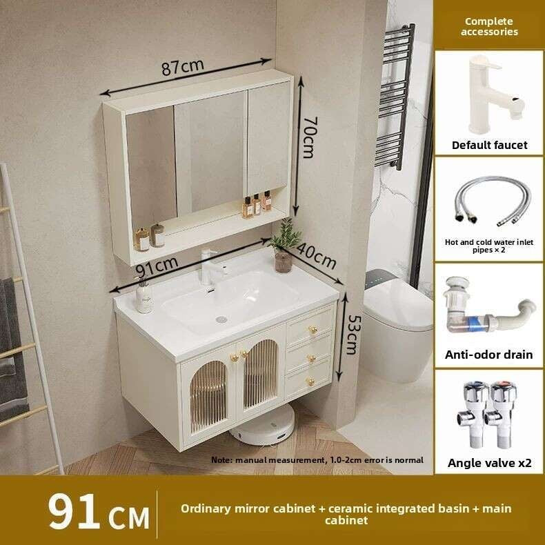 QW- Smart glass cabinet for bathroom storage, width 40 cm.