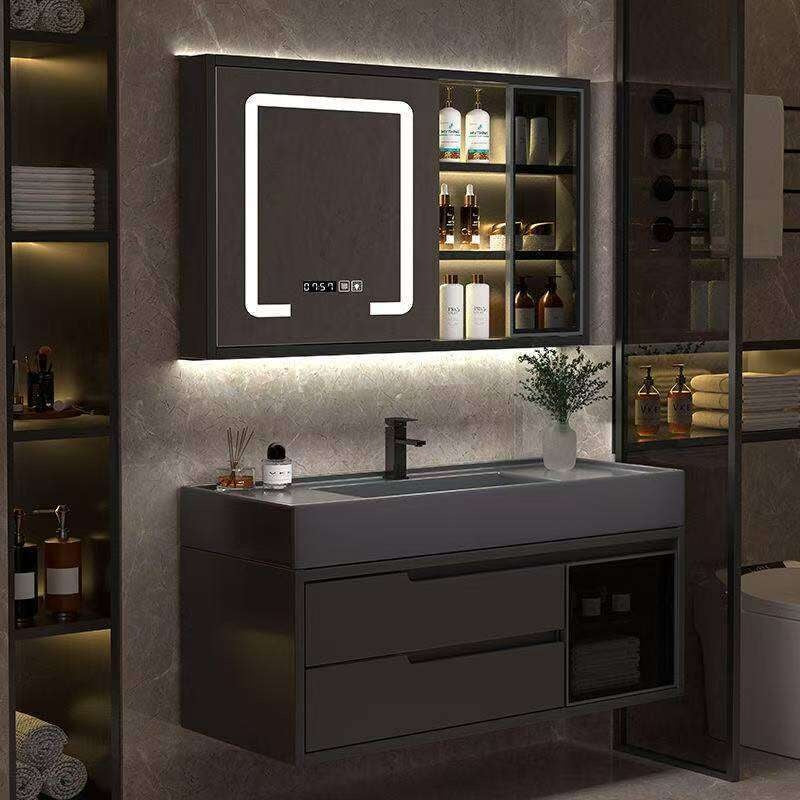 QW- Real Wood Storage Cabinet Smart Mirror in the Bathroom Sink Set