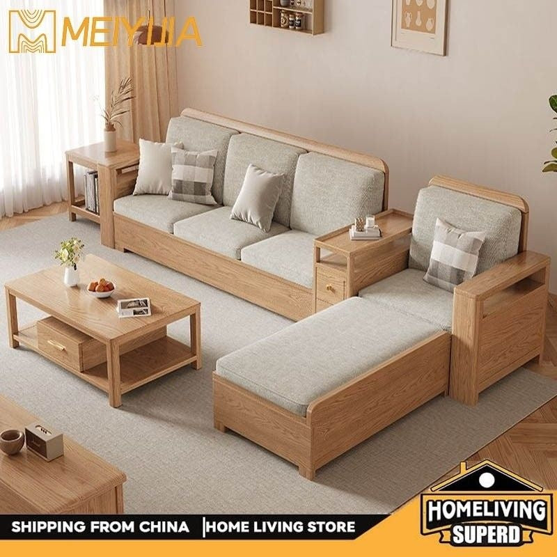 Nordic Fabric Solid Wood Furniture, Single Sofa, Double Sofa