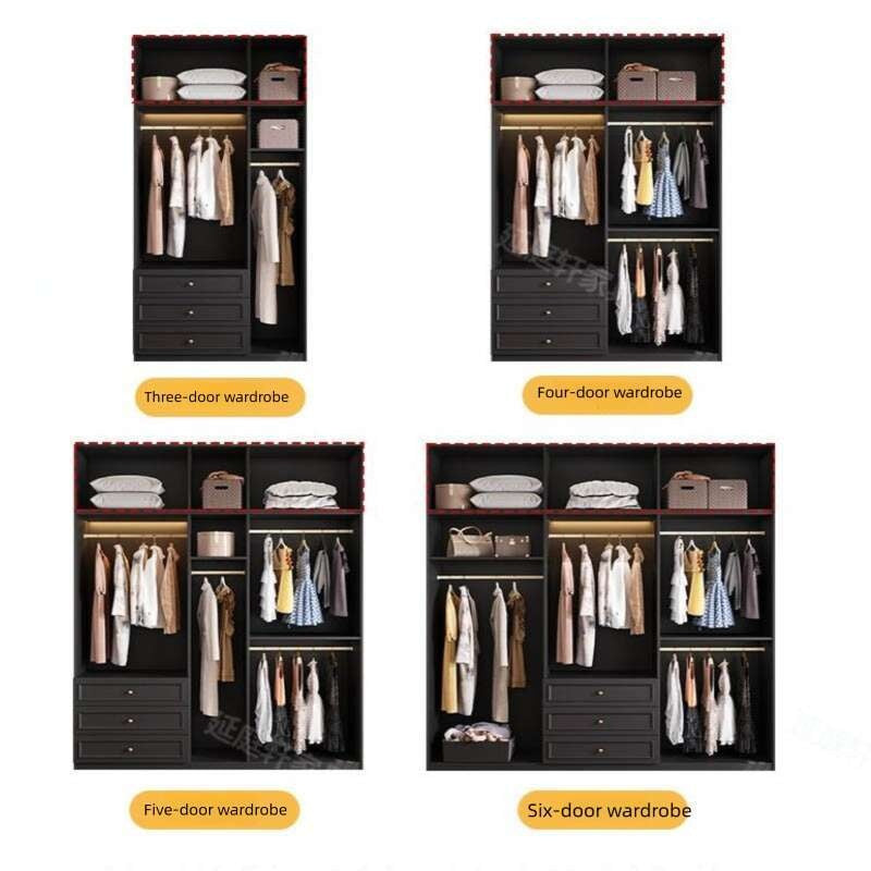 Solid wood Vintage French black For the bedroom american style large wardrobe