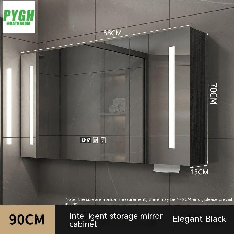 QW- Smart Solid Wood Wall Mounted Bathroom Mirror Storage Cabinet