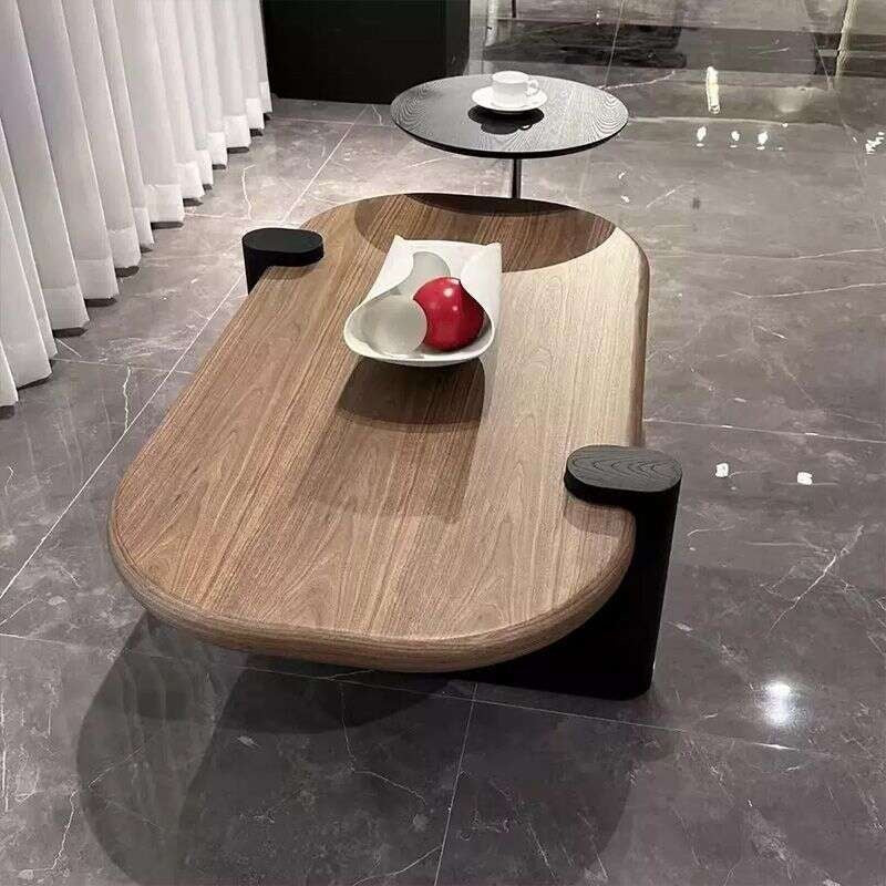 Oval Solid Wood Simple Log Living Room Home Coffee Table