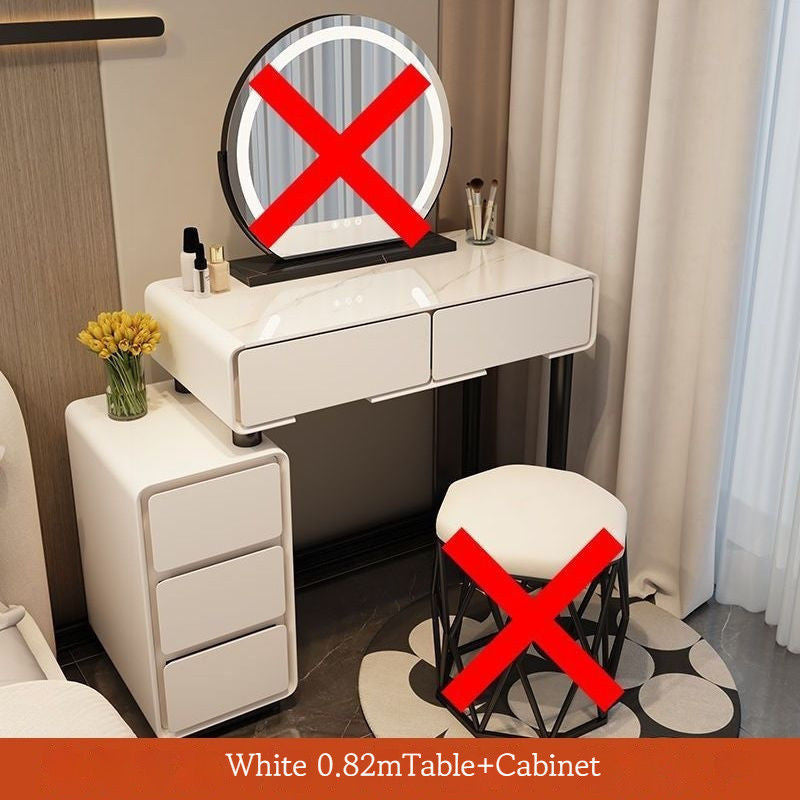 Solid Wood Table Cabinet, All In One Rock Board Dressing Table, Multipurpose, Large Capacity