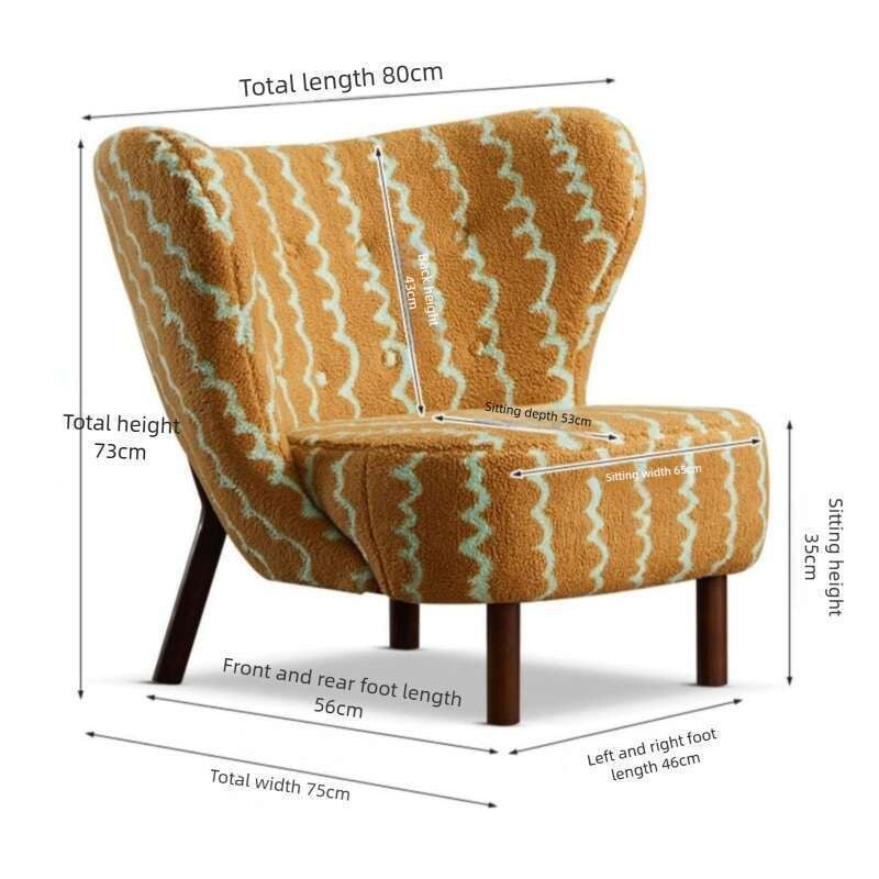 Single sofa with minimalist design, fleece jacquard lounge chair for the living room or balcony, comfortable sofa.