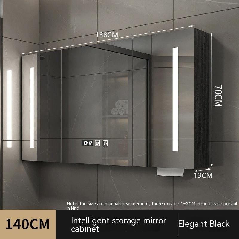 QW- Smart Solid Wood Wall Mounted Bathroom Mirror Storage Cabinet