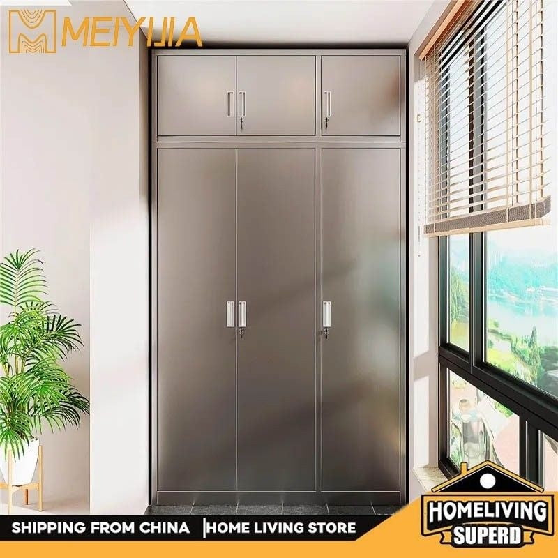 304 Balcony Stainless Steel Sun Protection Waterproof Home Multi-layer Metal Wardrobe Miscellaneous Storage Cabinet
