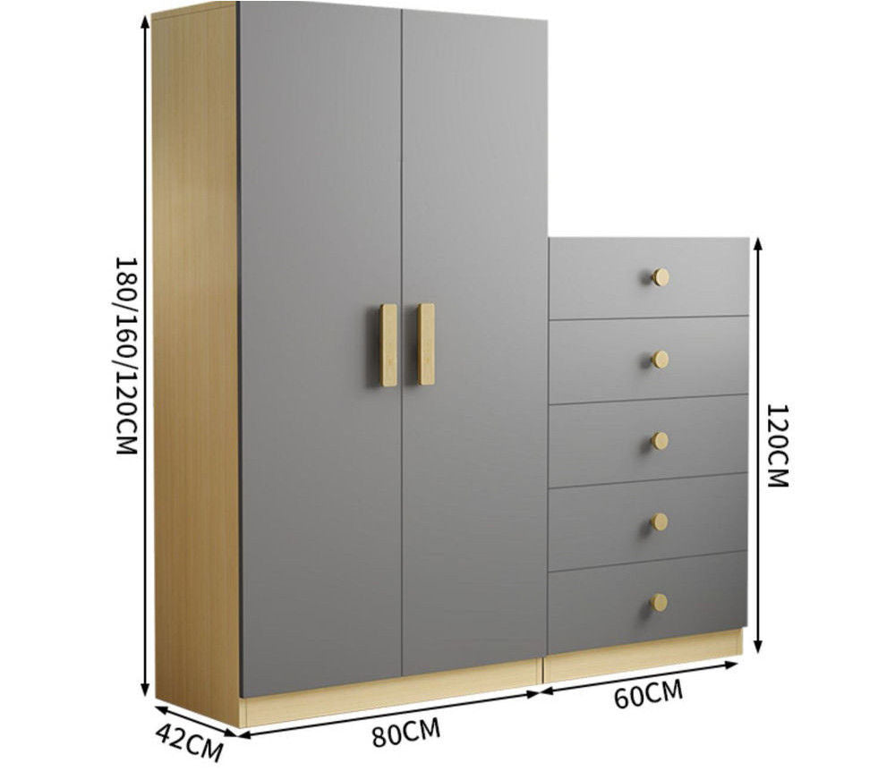Solid Wood Home Bedroom Modern Baby Children Simple Storage Cabinet with Drawers Wardrobe