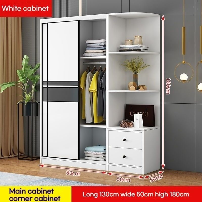 Solid wood home bedroom sliding door large wardrobe simple modern cabinet