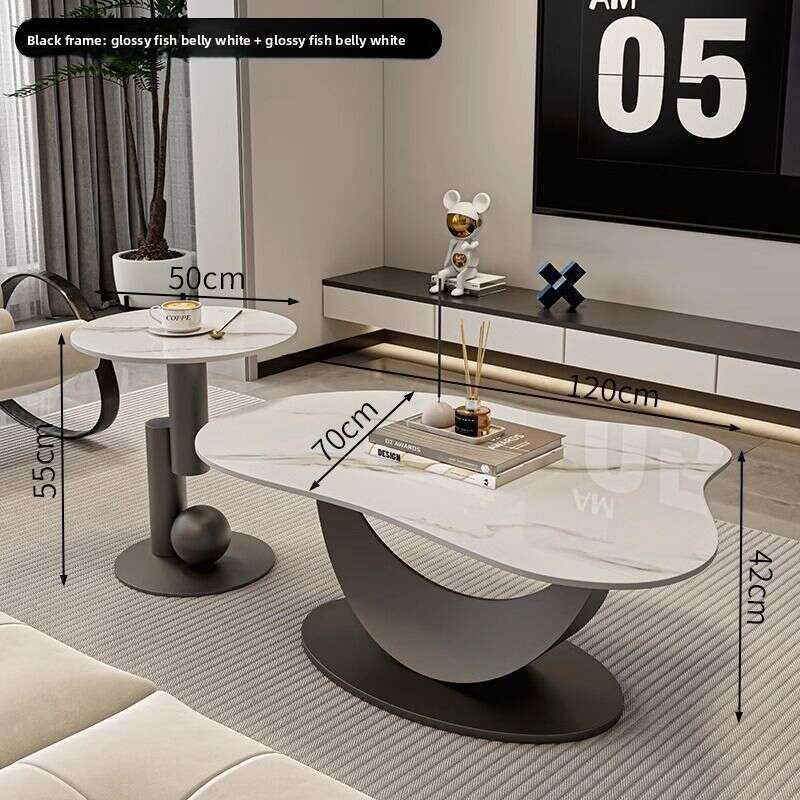 Slate coffee table, modern, simple, living room, home, irregular shape. New style tea table