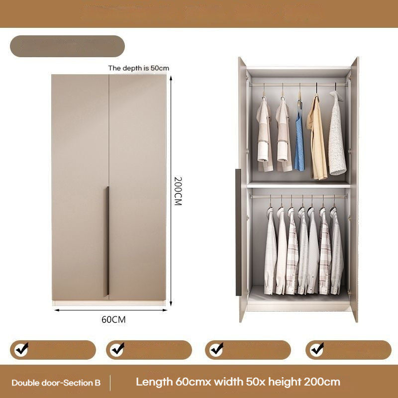 Solid Wood Home Bedroom Easy Assembly Two Door Storage Cabinet Small Wardrobe