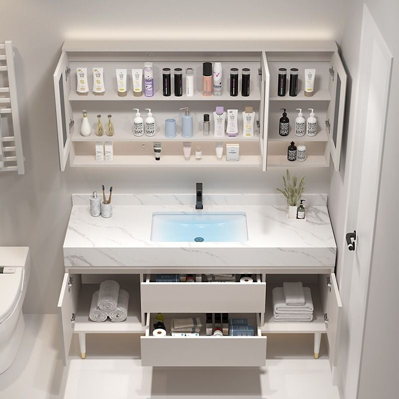 QW- Customized Solid Wood Storage Smart Mirror Cabinet Bathroom Sink Set