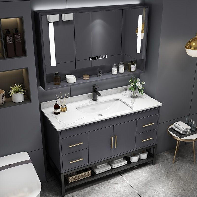 QW- Bathroom Smart Cabinet Modern Simple Ceramic Integrated Basin Washbasin Washstand Set
