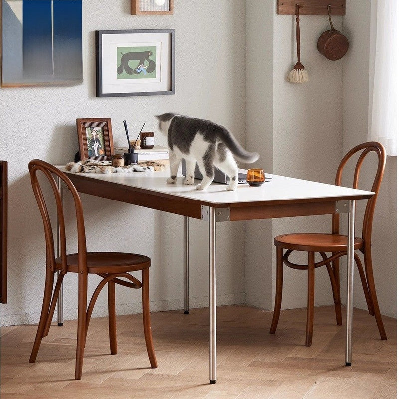 Nordic Style Dining Set with Solid Wood Top Square Table and Chairs