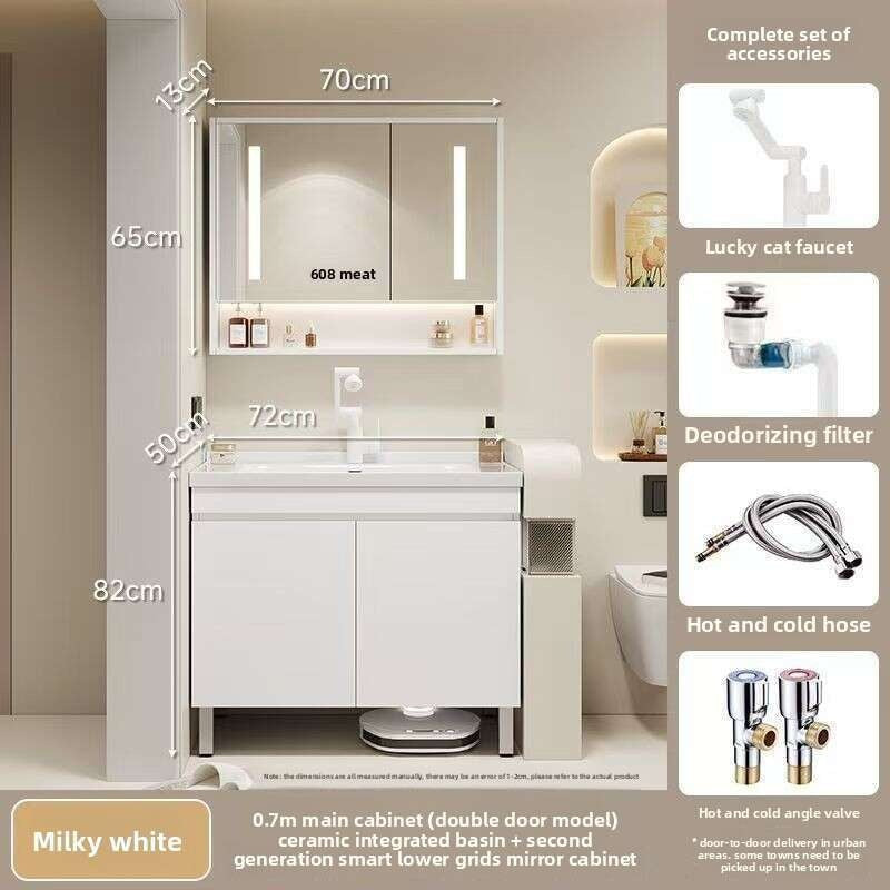 QW- Real Wood Storage Smart Mirror Cabinet Sink Set in the Bathroom