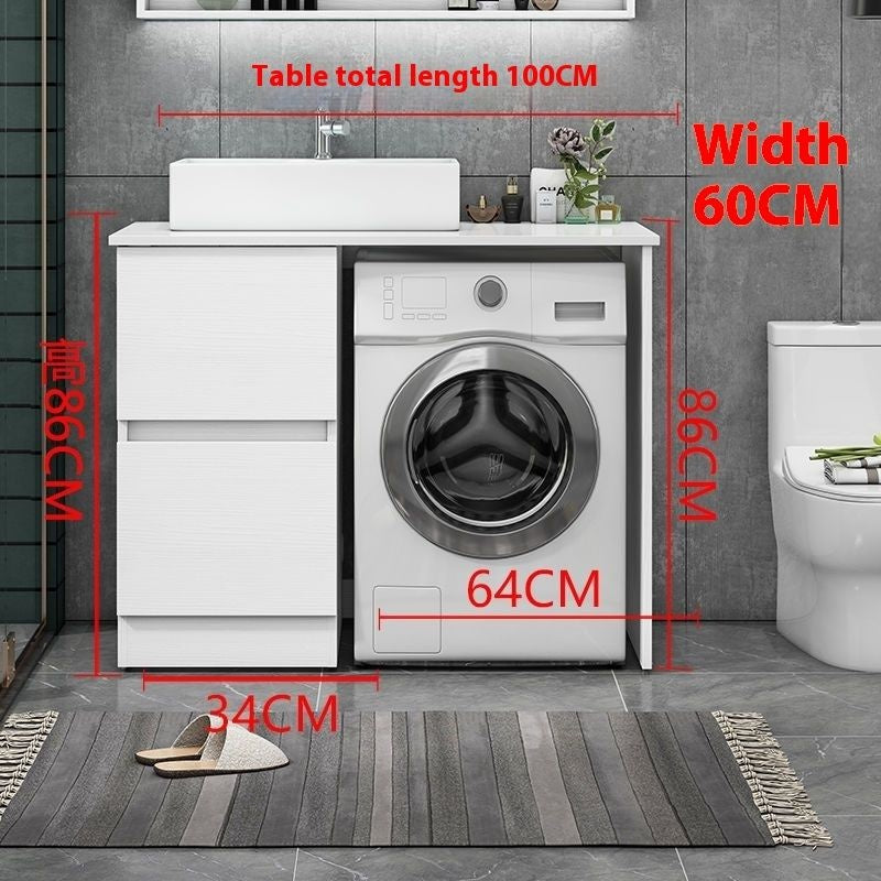 QW- Real Wood Storage Cabinet Bathroom Sink Set Washing Machine Table