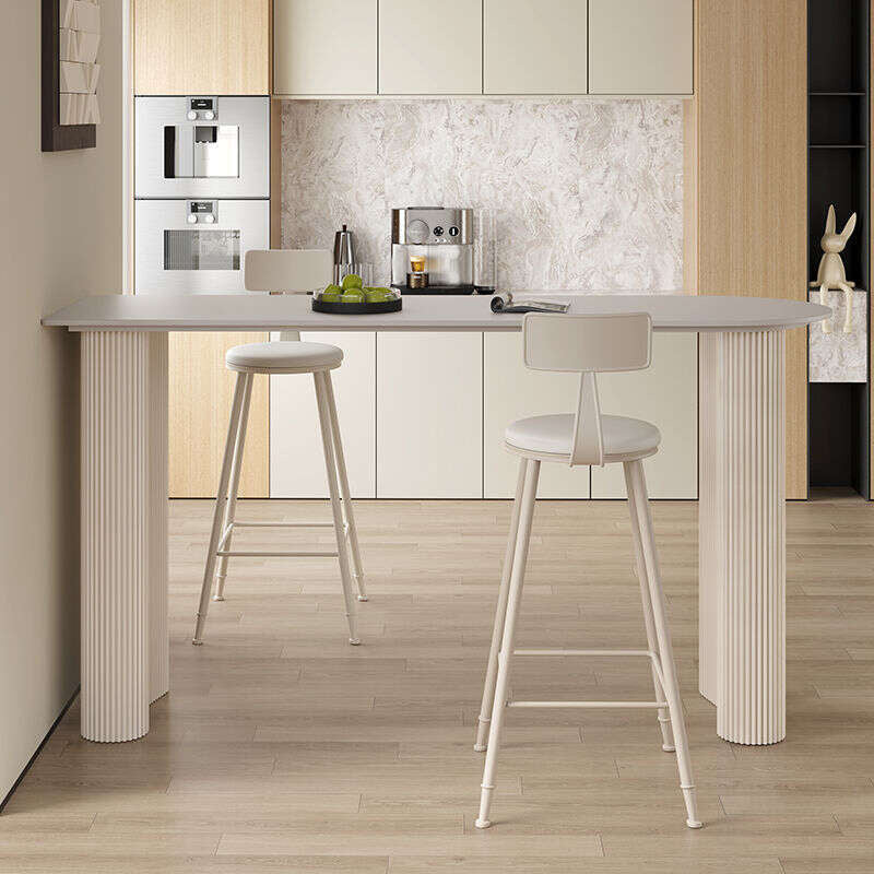 Stone household living room table, kitchen partition edge, bar counter, balcony with semicircular wall, elegant lighting, high table