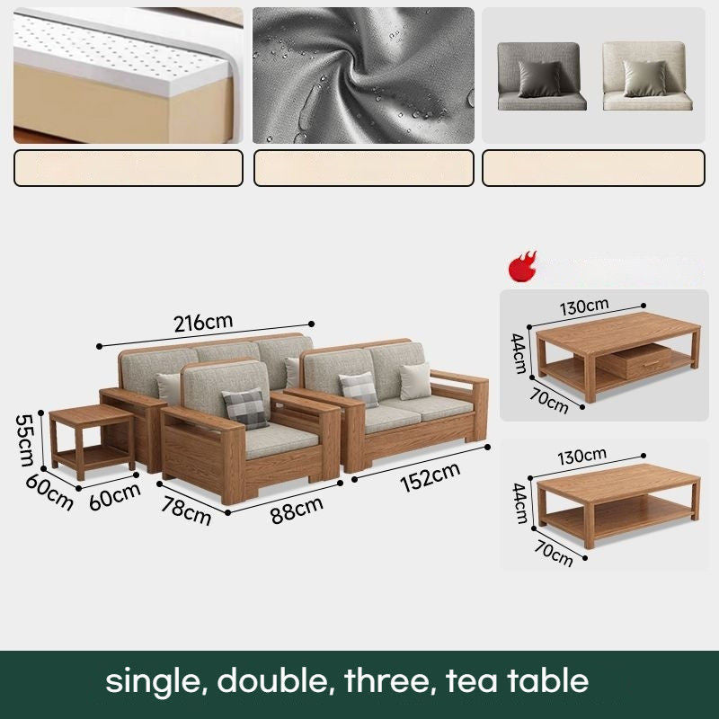 Nordic Fabric Solid Wood Furniture, Single Sofa, Double Sofa