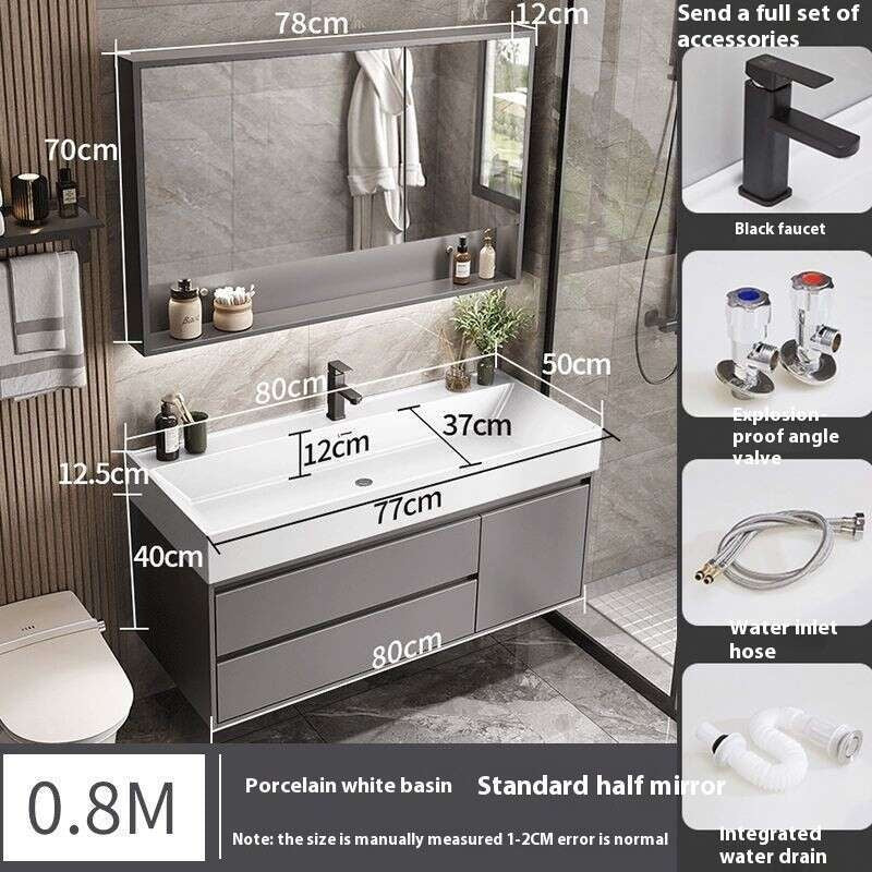 QW- Stone Basin Smart Mirror Bathroom Storage Cabinet